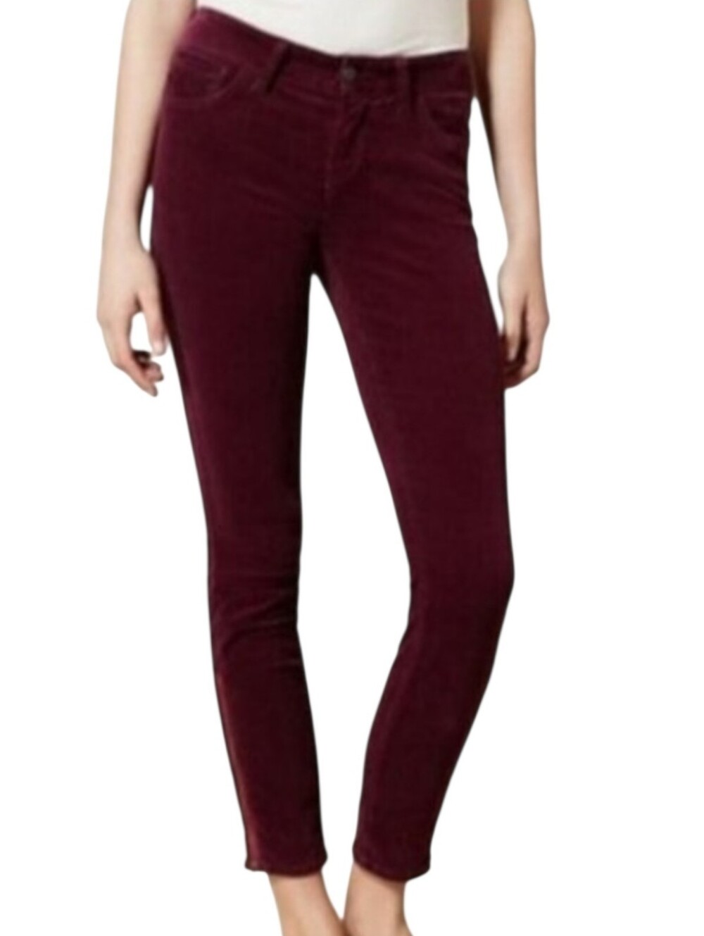 Pilcro Anthropologie Stet Corduroy Pants Womens 25 Plum Wine Skinny Stretch Zip